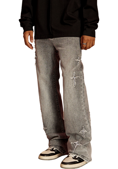 Cross Star Distressed Jeans - PSYLOS 1, Cross Star Distressed Jeans, Pants, iconslab, PSYLOS 1