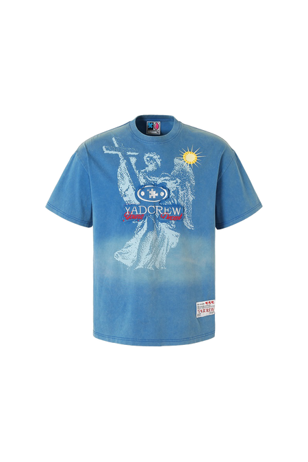YADcrew | Washed Blue Angel Cross Short-Sleeved T-shirt - PSYLOS 1, YADcrew | Washed Blue Angel Cross Short-Sleeved T-shirt, T-Shirt, YADcrew•JAPAN, PSYLOS 1