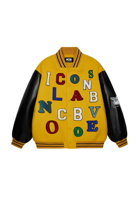 Colorful Letters Baseball Jersey - PSYLOS 1, Colorful Letters Baseball Jersey, Jacket, iconslab, PSYLOS 1