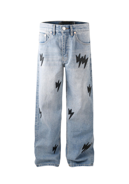 AMEXNOCAP丨Black Lightning Washed Jeans - PSYLOS 1, AMEXNOCAP丨Black Lightning Washed Jeans, Jeans, AMEXNOCAP, PSYLOS 1