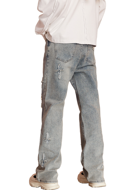 Cross Star Distressed Jeans - PSYLOS 1, Cross Star Distressed Jeans, Pants, iconslab, PSYLOS 1