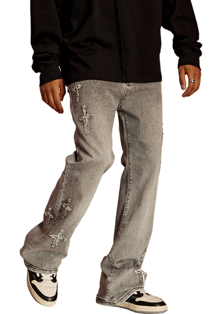 Cross Star Distressed Jeans - PSYLOS 1, Cross Star Distressed Jeans, Pants, iconslab, PSYLOS 1
