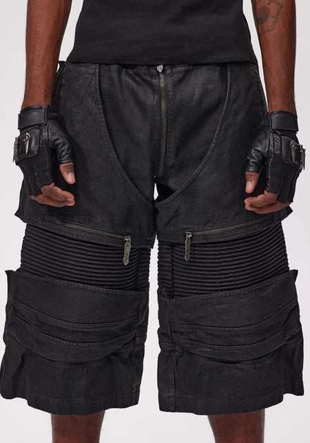 Fourth3ex丨25Ss Western Denim Patchwork Cropped Pants  - PSYLOS 1, Fourth3ex丨25Ss Western Denim Patchwork Cropped Pants , Shorts, Fourth3ex, PSYLOS 1