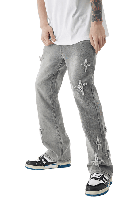 Cross Star Distressed Jeans - PSYLOS 1, Cross Star Distressed Jeans, Pants, iconslab, PSYLOS 1