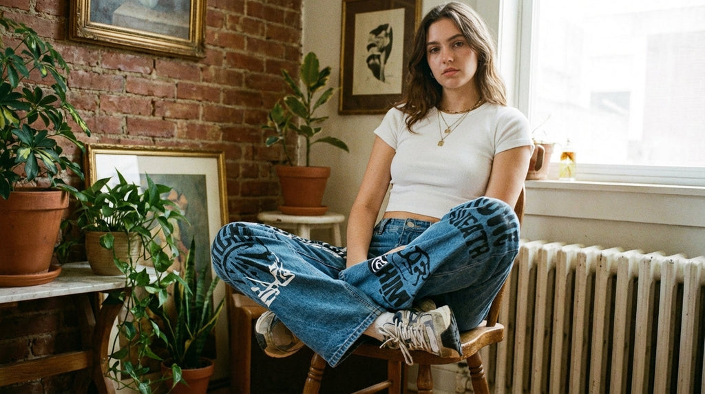 psylos1 Graphic Jeans: Where Artistic Design Meets Everyday Wearability