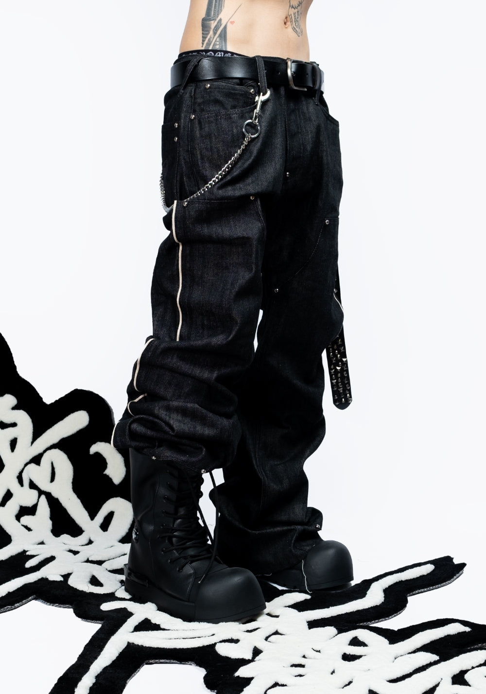 FVVO丨Red Selvedge Embroidered Raw Denim Jeans-Black - PSYLOS 1, FVVO丨Red Selvedge Embroidered Raw Denim Jeans-Black, Pants, FREE WORLD ORDER, PSYLOS 1