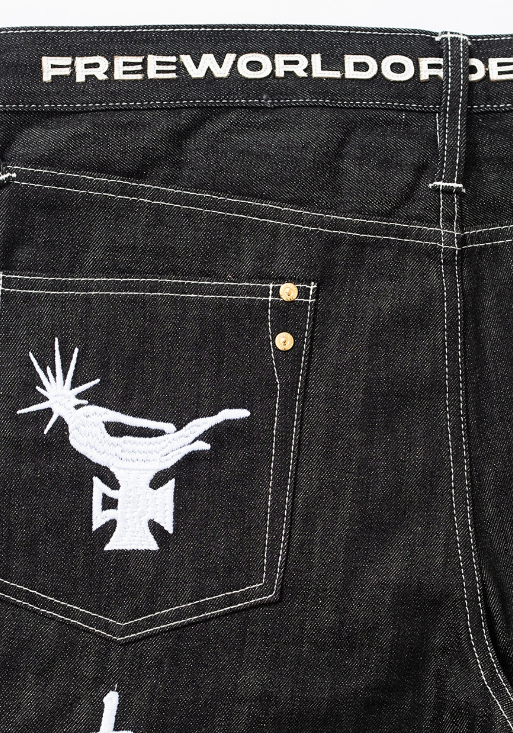 FVVO丨Red Selvedge Embroidered Raw Denim Jeans-White - PSYLOS 1, FVVO丨Red Selvedge Embroidered Raw Denim Jeans-White, Pants, FREE WORLD ORDER, PSYLOS 1