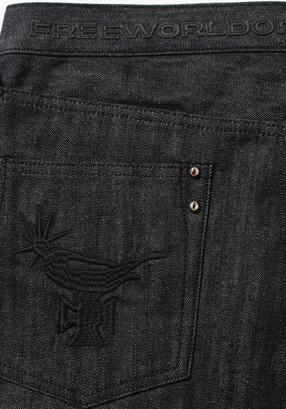 FVVO丨Red Selvedge Embroidered Raw Denim Jeans-Black - PSYLOS 1, FVVO丨Red Selvedge Embroidered Raw Denim Jeans-Black, Pants, FREE WORLD ORDER, PSYLOS 1