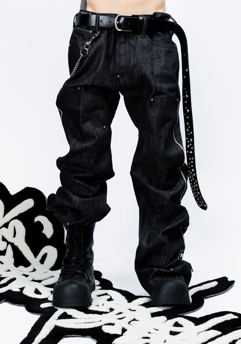 FVVO丨Red Selvedge Embroidered Raw Denim Jeans-Black - PSYLOS 1, FVVO丨Red Selvedge Embroidered Raw Denim Jeans-Black, Pants, FREE WORLD ORDER, PSYLOS 1