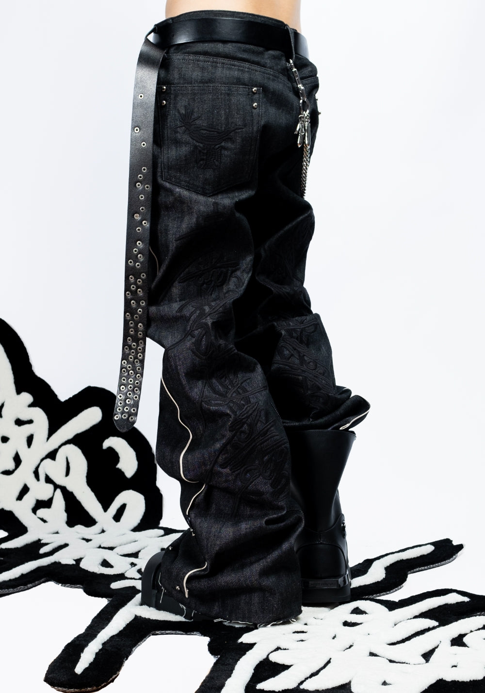 FVVO丨Red Selvedge Embroidered Raw Denim Jeans-Black - PSYLOS 1, FVVO丨Red Selvedge Embroidered Raw Denim Jeans-Black, Pants, FREE WORLD ORDER, PSYLOS 1