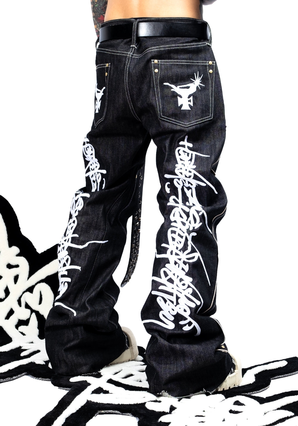 FVVO丨Red Selvedge Embroidered Raw Denim Jeans-White - PSYLOS 1, FVVO丨Red Selvedge Embroidered Raw Denim Jeans-White, Pants, FREE WORLD ORDER, PSYLOS 1