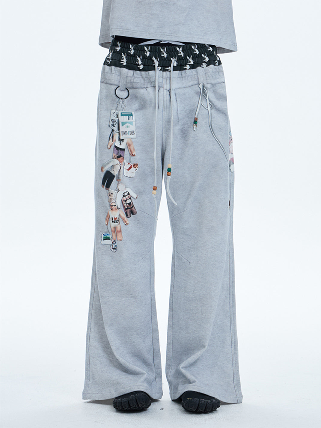 DND4DES | Bikini Print Double Waist Flare Pants - PSYLOS 1, DND4DES | Bikini Print Double Waist Flare Pants, Pants, DND4DES•JAPAN, PSYLOS 1