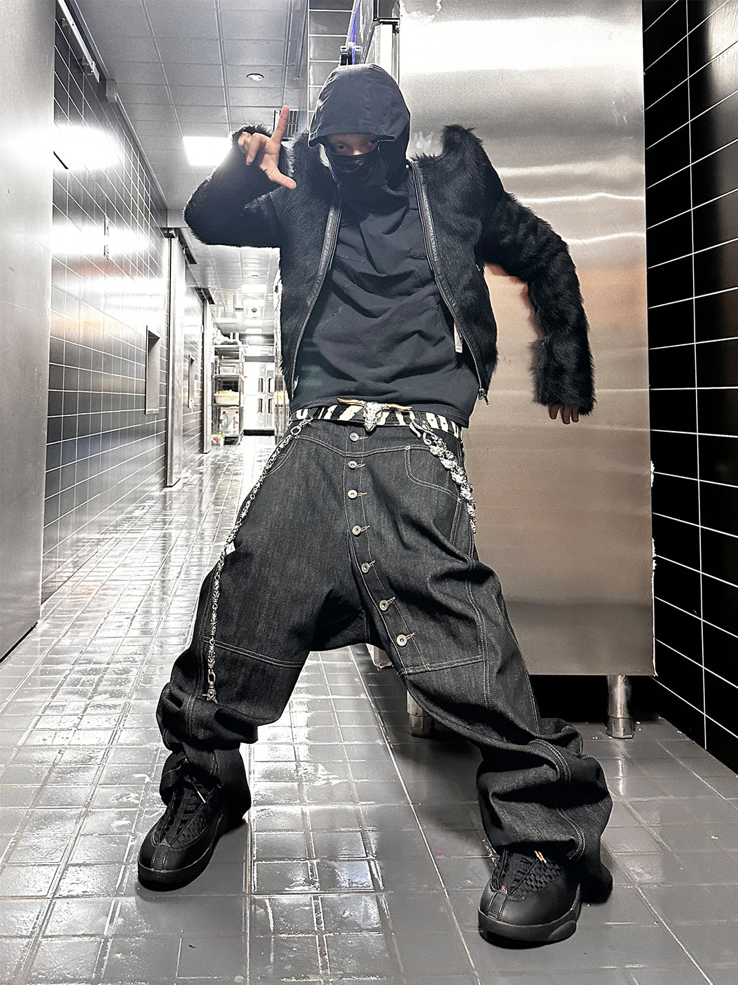 DND4DES | Curved Button Fly Baggy Raw Jeans - PSYLOS 1, DND4DES | Curved Button Fly Baggy Raw Jeans, Pants, DND4DES•JAPAN, PSYLOS 1