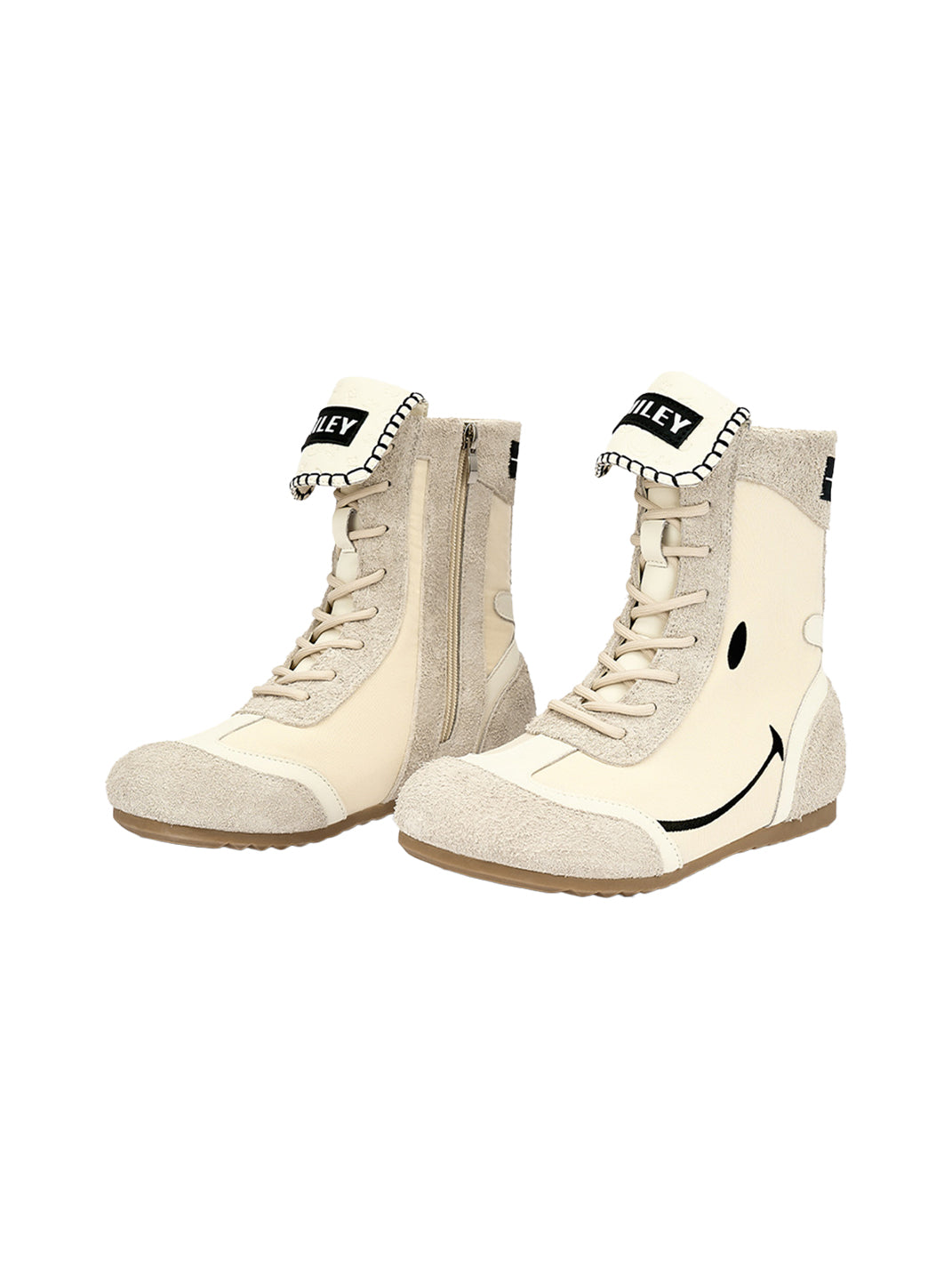 SMILEY | Boxing Mid Boots Chunky Platform-White - PSYLOS 1, SMILEY | Boxing Mid Boots Chunky Platform-White, Boots, SMILEY, PSYLOS 1