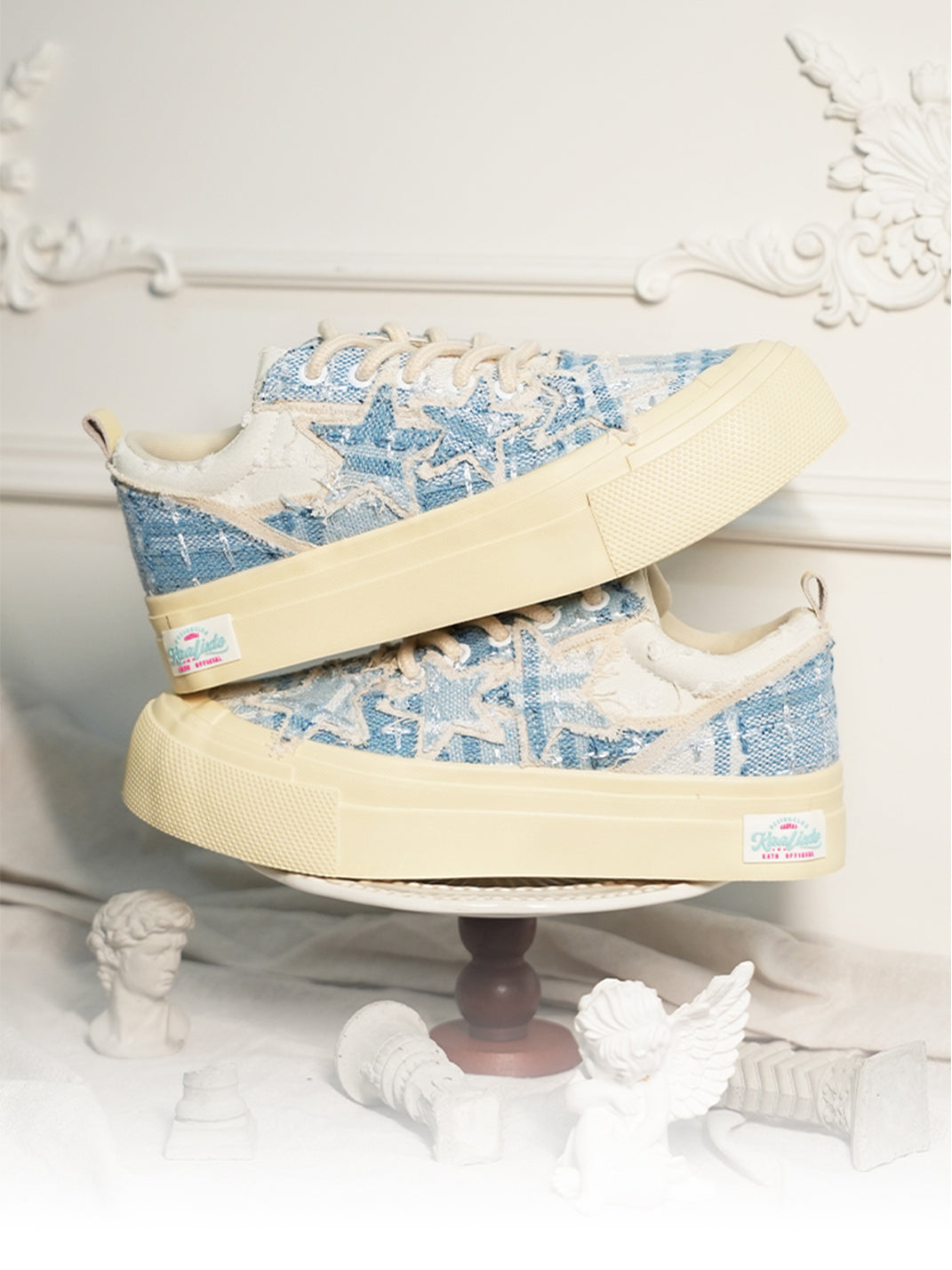 KAALIXTO | Star Pattern Low Top Canvas Sneakers-Blue - PSYLOS 1, KAALIXTO | Star Pattern Low Top Canvas Sneakers-Blue, Chunky Sneakers, KAALIXTO•JAPAN, PSYLOS 1