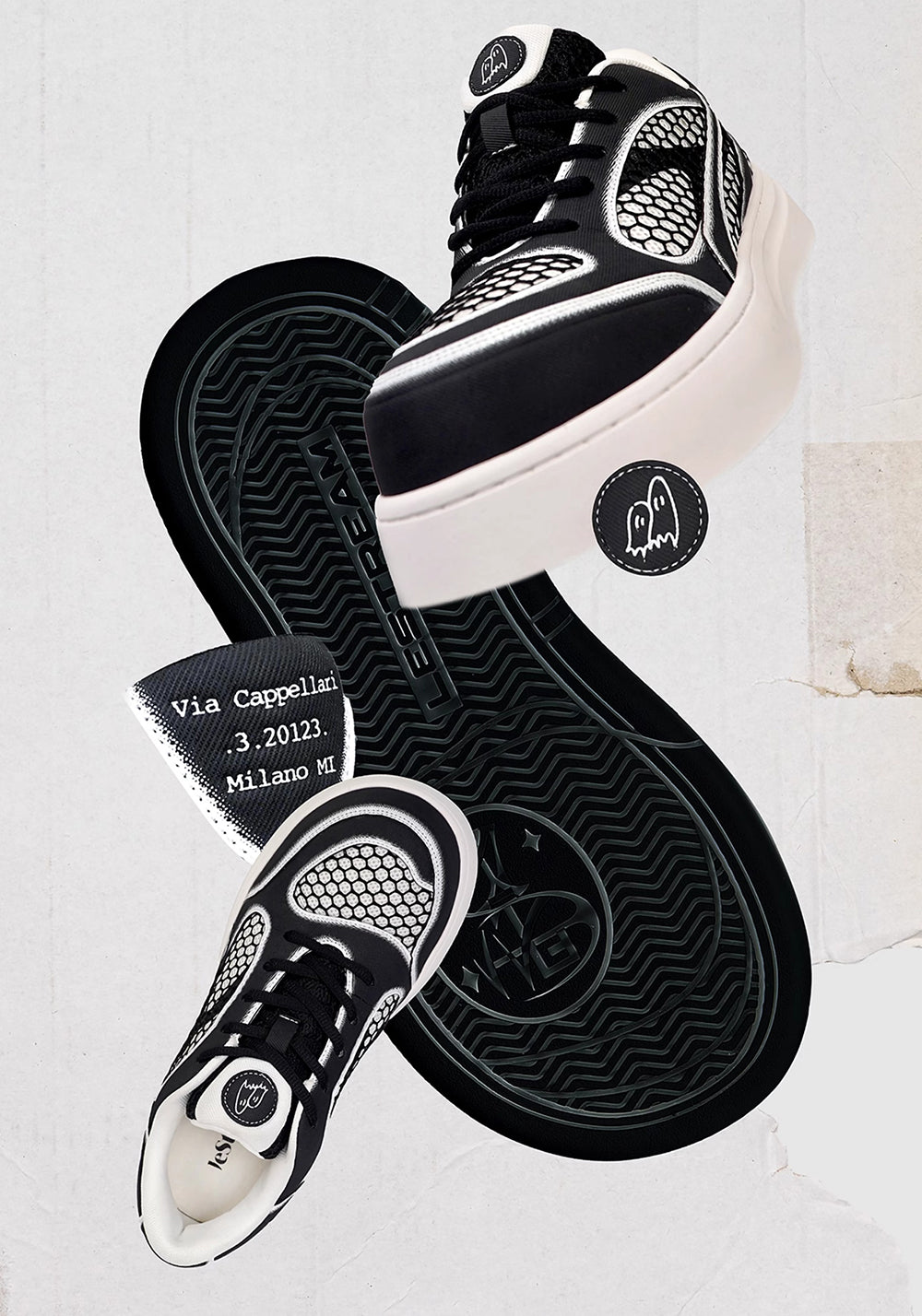 LeStream | Black & White Mesh Derby Shoes - PSYLOS 1, LeStream | Black & White Mesh Derby Shoes, Chunky Sneakers, LeStream, PSYLOS 1