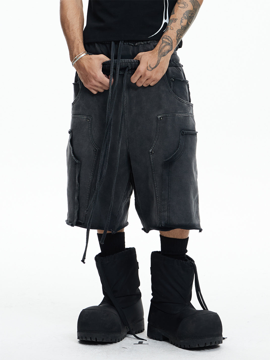 DND4DES | Dual Waist Washed Cropped Shorts - PSYLOS 1, DND4DES | Dual Waist Washed Cropped Shorts, Cargo Pants, DND4DES•JAPAN, PSYLOS 1