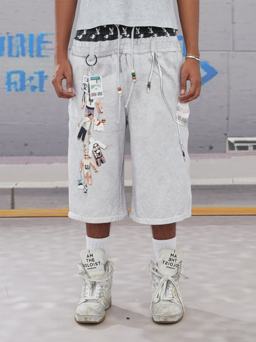 DND4DES | Cartoon Bikini Print Sweat Shorts - PSYLOS 1, DND4DES | Cartoon Bikini Print Sweat Shorts, Denim Shorts, DND4DES•JAPAN, PSYLOS 1