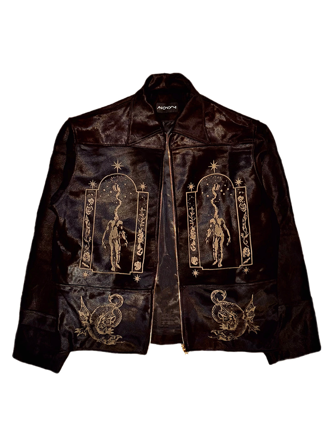 ANONYM | Brown Gold Mural Faux Fur Jacket - PSYLOS 1, ANONYM | Brown Gold Mural Faux Fur Jacket, Jacket, ANONYM, PSYLOS 1