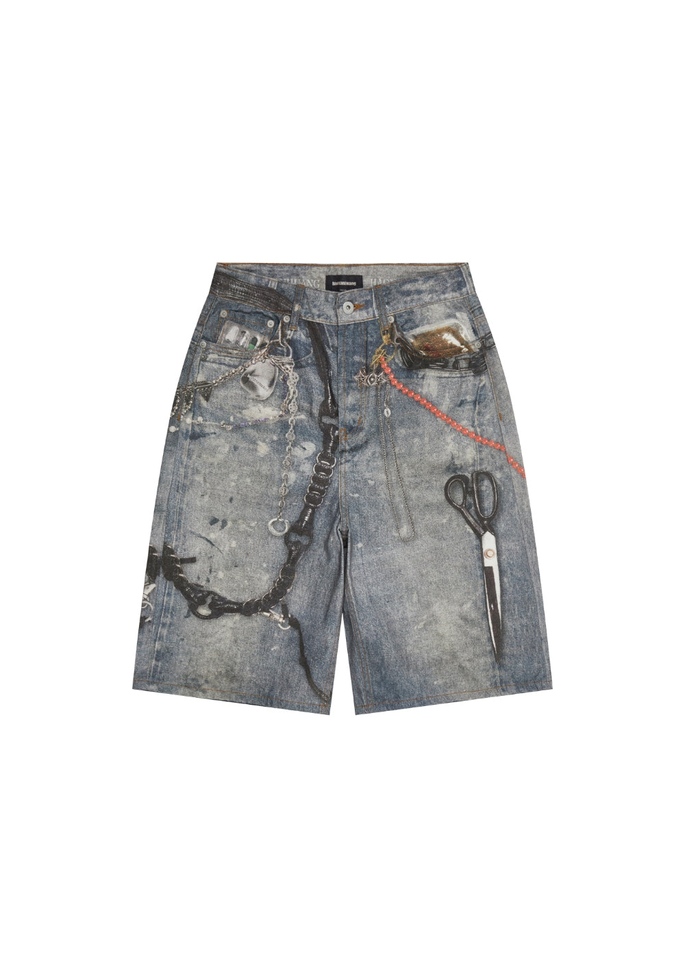 HAONANHUANG丨KONLI Print Paint-Splatter Denim Shorts - PSYLOS 1, HAONANHUANG丨KONLI Print Paint-Splatter Denim Shorts, Shorts, HAONANHUANG, PSYLOS 1