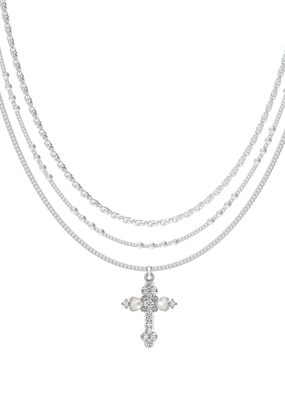 SUN HUNTER丨Triple-Layer Flower Cross Necklace - PSYLOS 1, SUN HUNTER丨Triple-Layer Flower Cross Necklace, Accessories, SUN HUNTER, PSYLOS 1