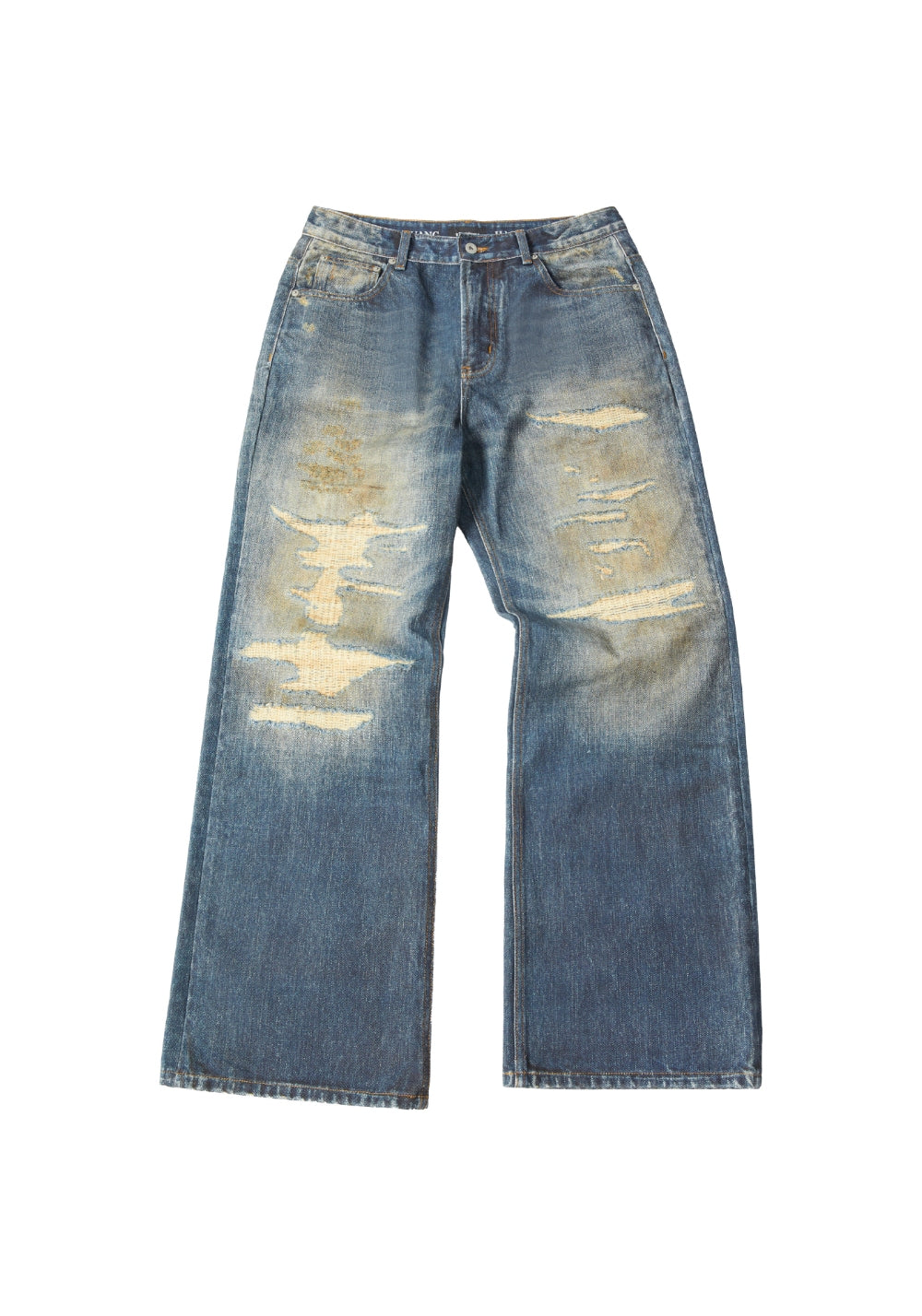 HAONANHUANG丨KONLI Print Distressed Flared Jeans - PSYLOS 1, HAONANHUANG丨KONLI Print Distressed Flared Jeans, Jeans, HAONANHUANG, PSYLOS 1