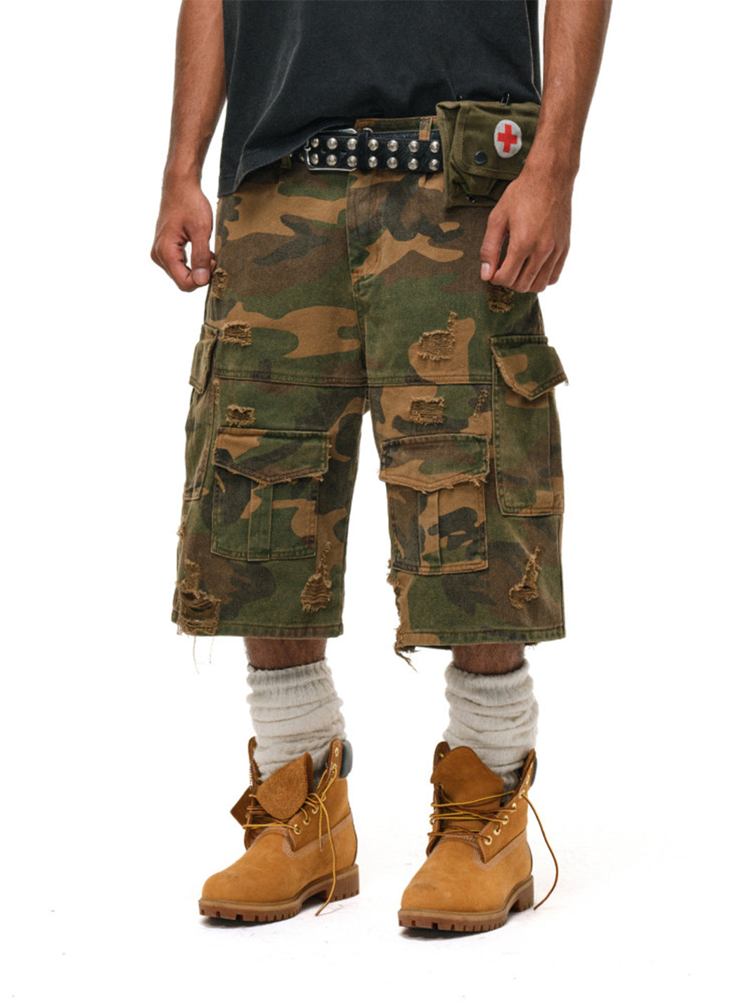 ANTIDOTE | Camouflage Ripped Cargo Pants