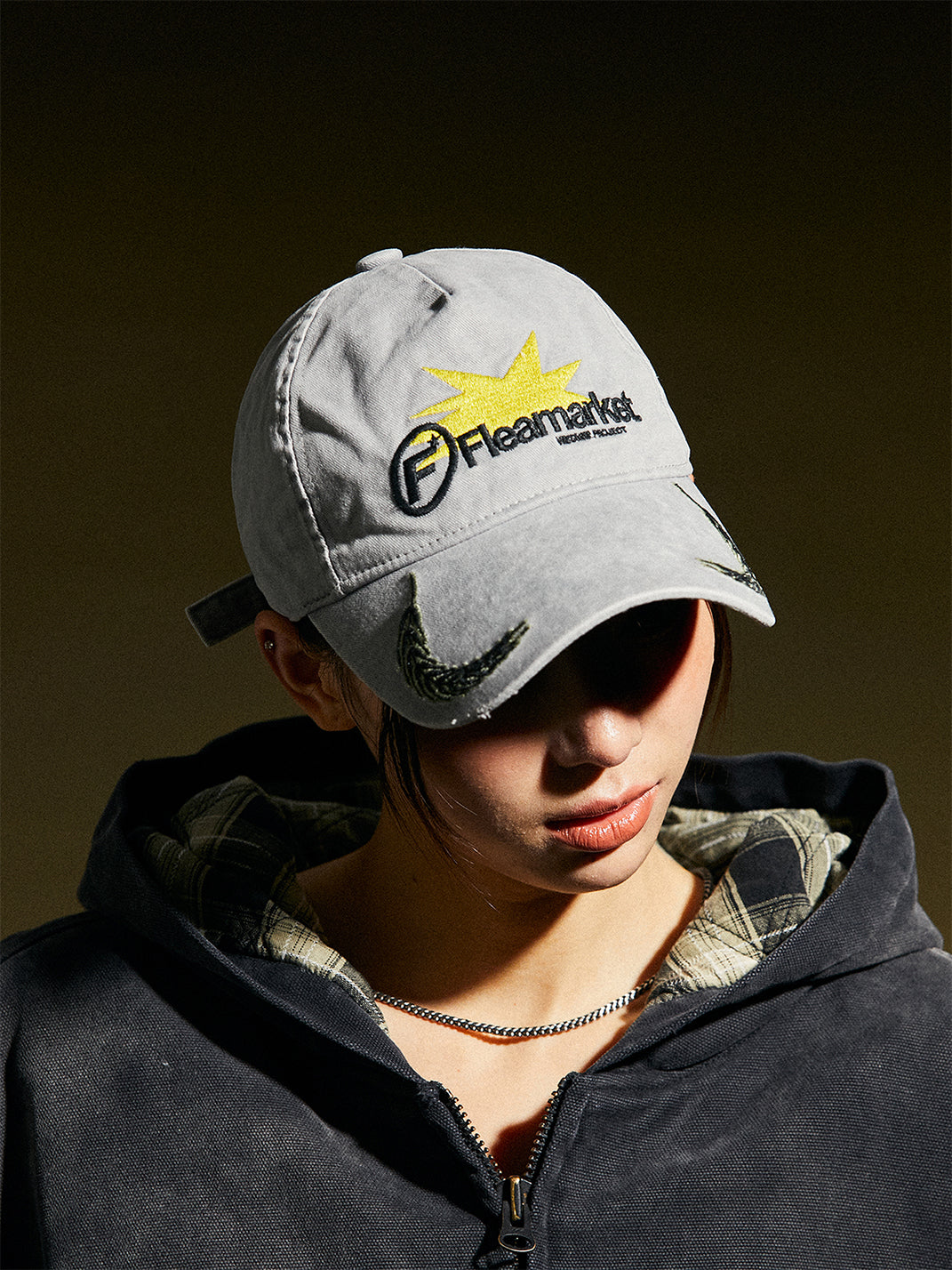 FLEAMARKET | Wheat Stalk Curved Brim Cap-Grey - PSYLOS 1, FLEAMARKET | Wheat Stalk Curved Brim Cap-Grey, Hats, FLEAMARKET, PSYLOS 1