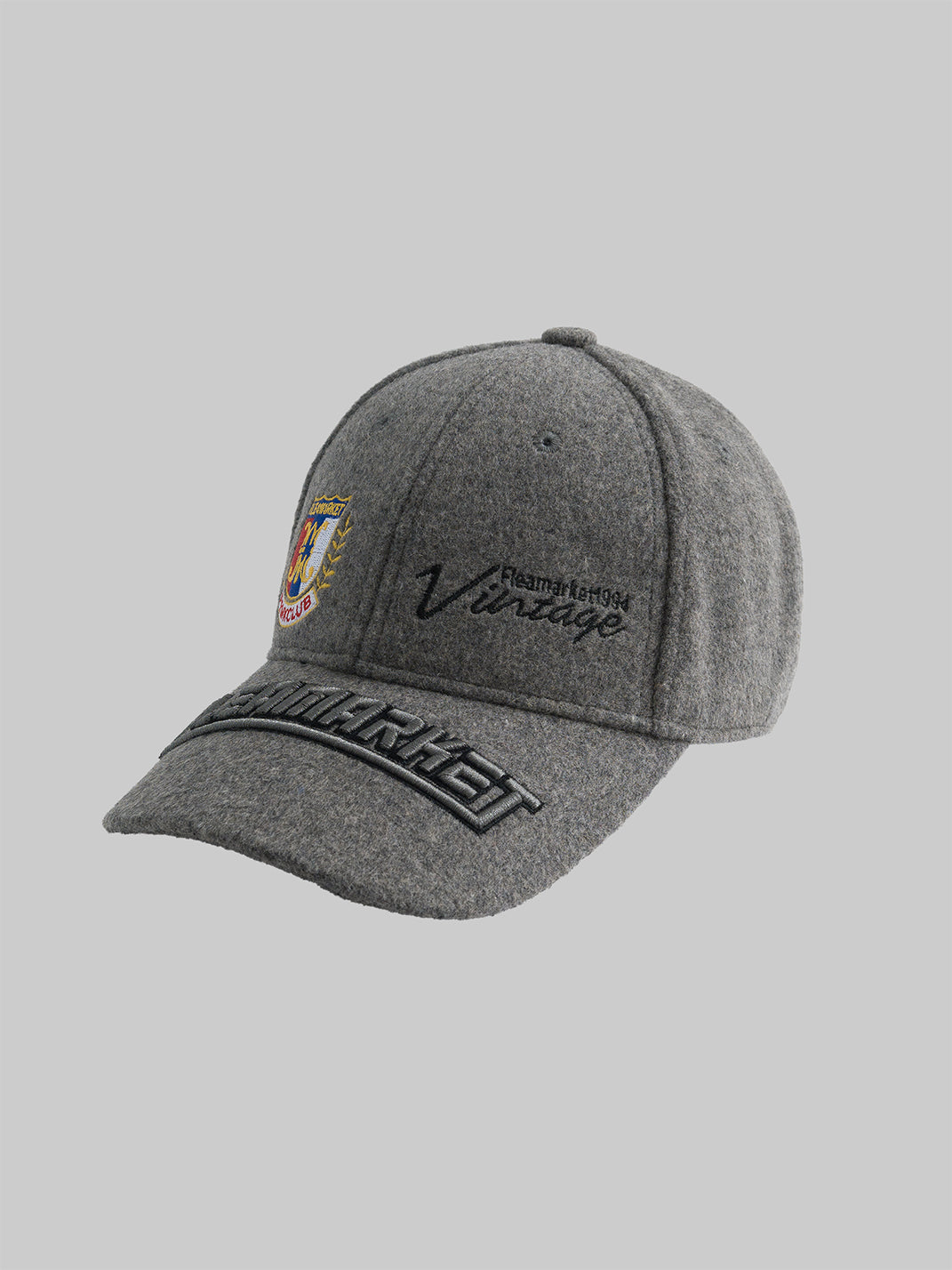 FLEAMARKET | Woolen Crest Curve Brim Cap-Grey - PSYLOS 1, FLEAMARKET | Woolen Crest Curve Brim Cap-Grey, Hats, FLEAMARKET, PSYLOS 1
