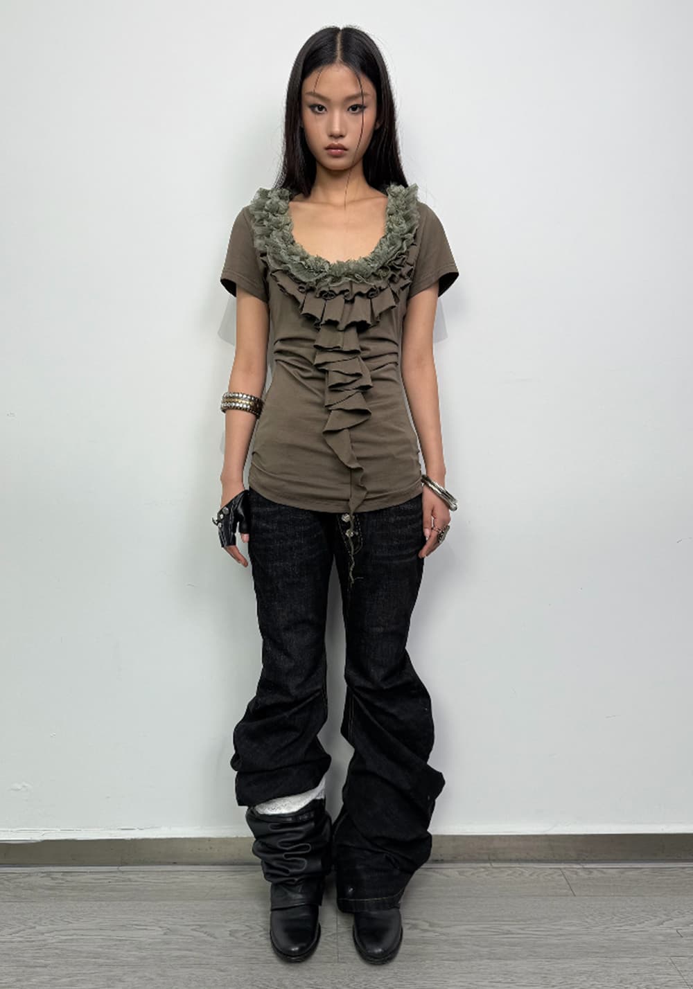 DOUBLEPUNCH丨Lace Ruffle Slim Tee - PSYLOS 1, DOUBLEPUNCH丨Lace Ruffle Slim Tee, T-Shirt, DOUBLEPUNCH, PSYLOS 1