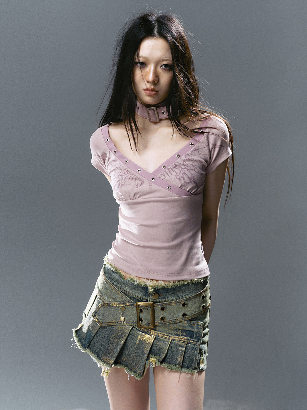 CestNous｜Women's Patchwork Pleated Denim Skort - PSYLOS 1, CestNous｜Women's Patchwork Pleated Denim Skort, Shorts, CestNous, PSYLOS 1