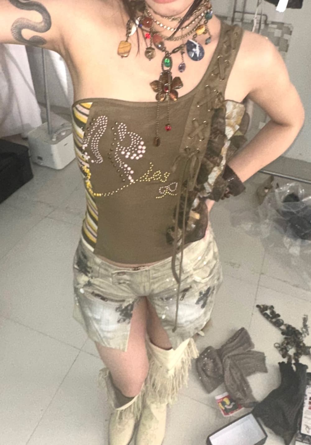 OPEN AESTHETIC丨Mesh Rhinestone Strap Top - PSYLOS 1, OPEN AESTHETIC丨Mesh Rhinestone Strap Top, Top, OPEN AESTHETIC, PSYLOS 1