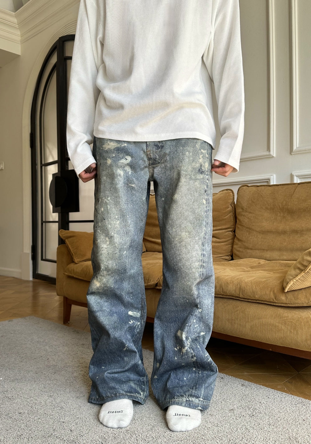 HAONANHUANG丨Ink-Stain Digital Wash Flare Jeans - PSYLOS 1, HAONANHUANG丨Ink-Stain Digital Wash Flare Jeans, Jeans, HAONANHUANG, PSYLOS 1