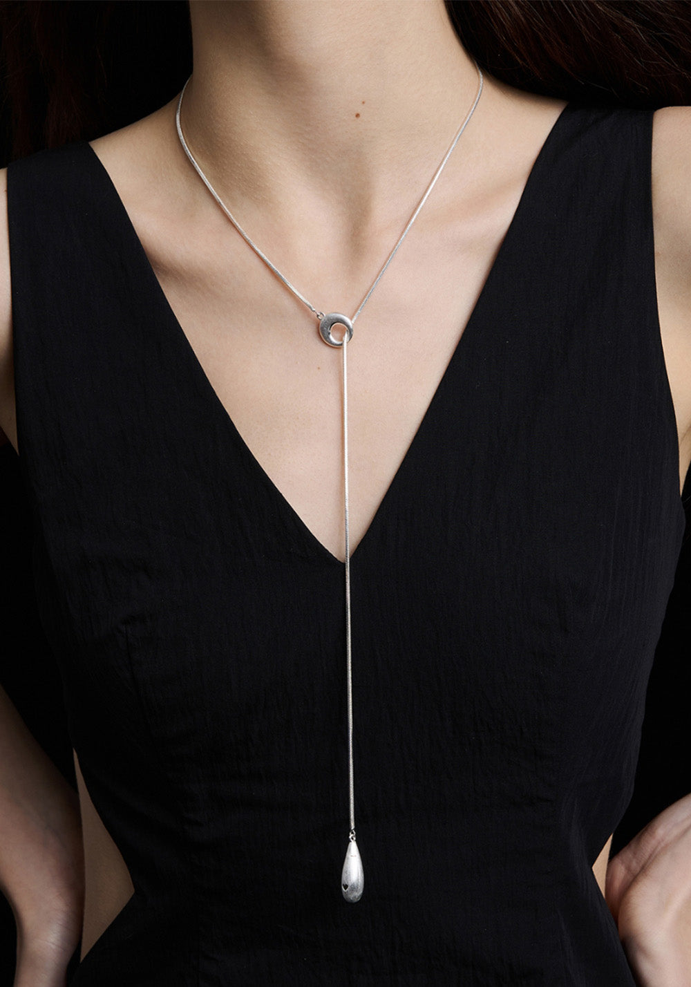 SUN HUNTER丨Brushed Teardrop Slider Necklace - PSYLOS 1, SUN HUNTER丨Brushed Teardrop Slider Necklace, Accessories, SUN HUNTER, PSYLOS 1