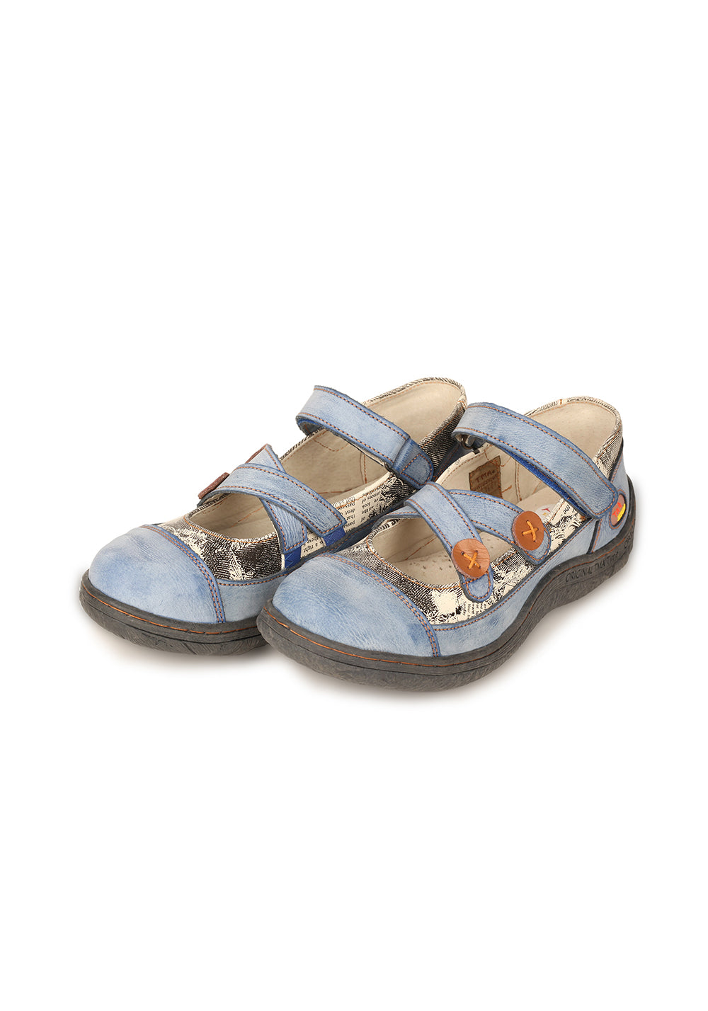 TMA EYES | Cross Strap Button Flat Leather Shoes - PSYLOS 1, TMA EYES | Cross Strap Button Flat Leather Shoes, Sandals, TMA EYES, PSYLOS 1