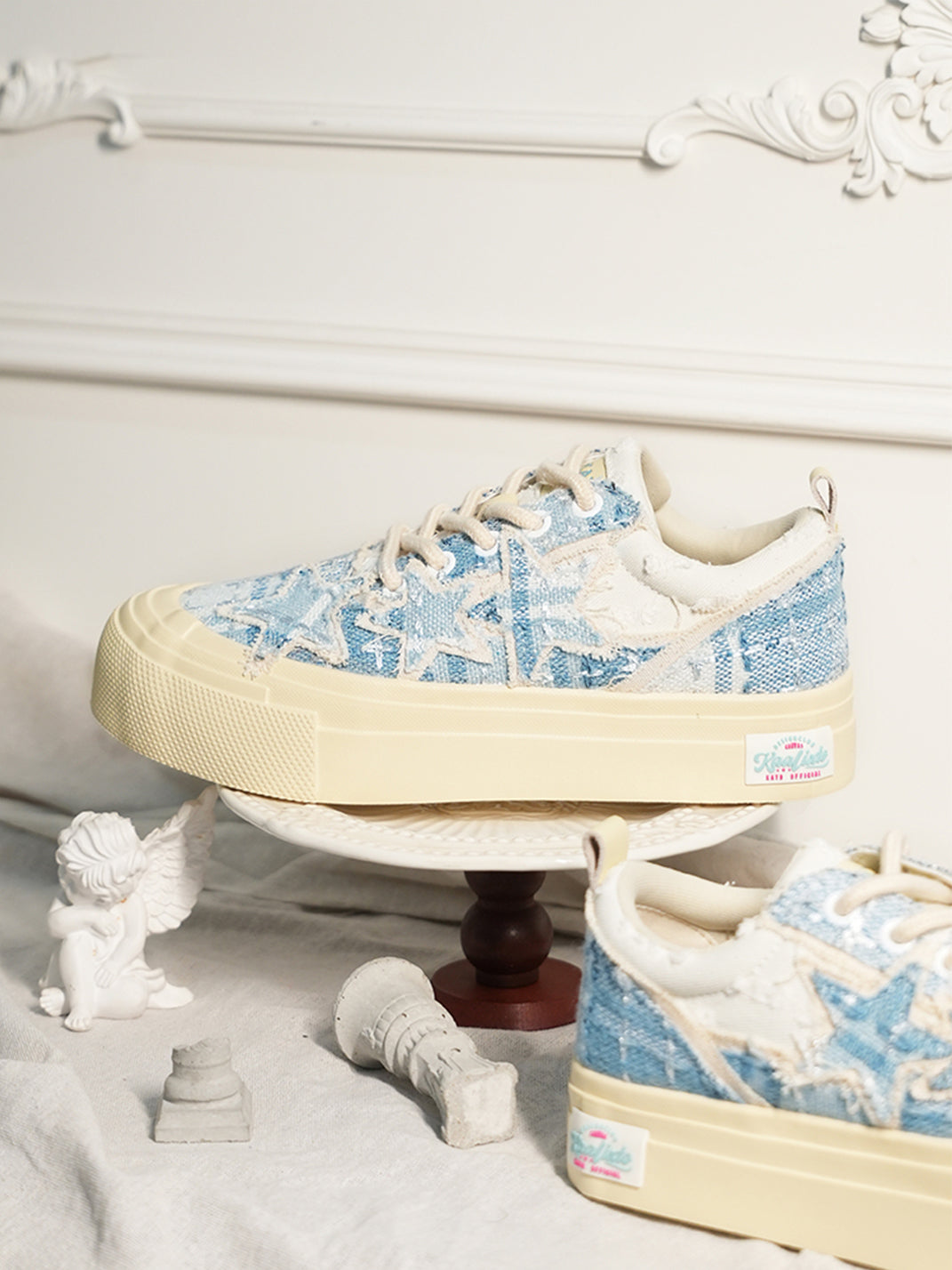 KAALIXTO | Star Pattern Low Top Canvas Sneakers-Blue - PSYLOS 1, KAALIXTO | Star Pattern Low Top Canvas Sneakers-Blue, Chunky Sneakers, KAALIXTO•JAPAN, PSYLOS 1