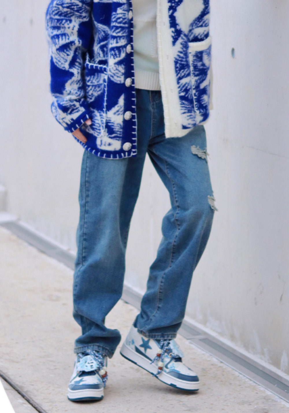 KAALIXTO丨Retro Star Sneakers-Blue And White Porcelain - PSYLOS 1, KAALIXTO丨Retro Star Sneakers-Blue And White Porcelain, Skate Shoes, KAALIXTO•JAPAN, PSYLOS 1