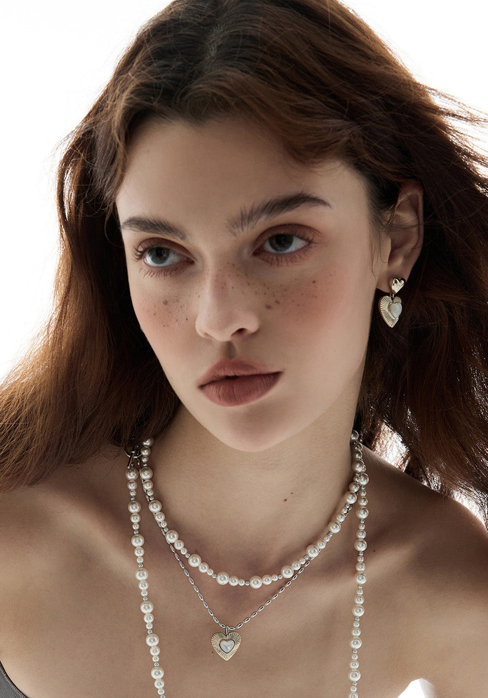 SUN HUNTER丨Heart Mother-of-Pearl Double Necklace - PSYLOS 1, SUN HUNTER丨Heart Mother-of-Pearl Double Necklace, Accessories, SUN HUNTER, PSYLOS 1