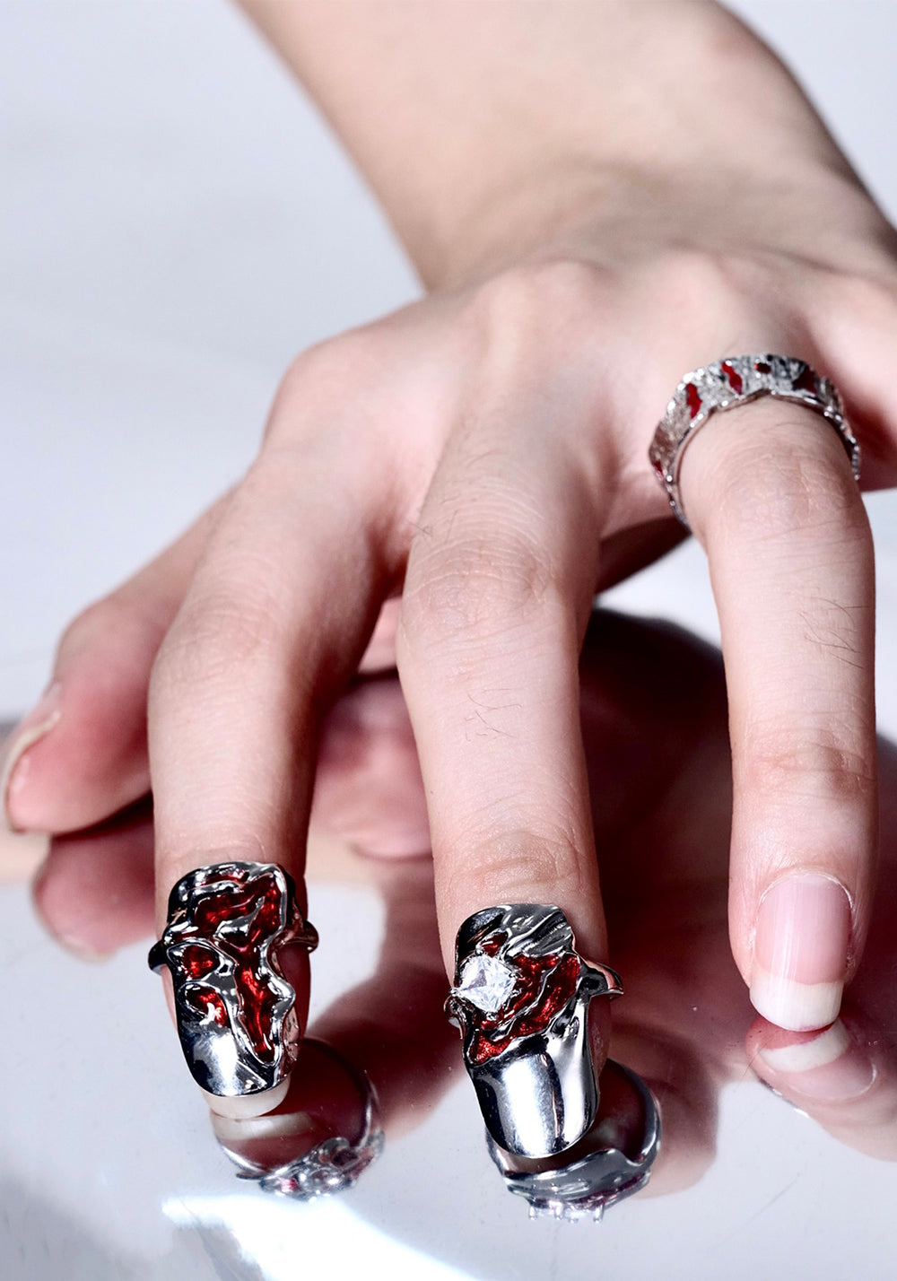 ILLuSoRy丨Textured Silver Punk Rings - PSYLOS 1, ILLuSoRy丨Textured Silver Punk Rings, Accessories, ILLuSoRy, PSYLOS 1