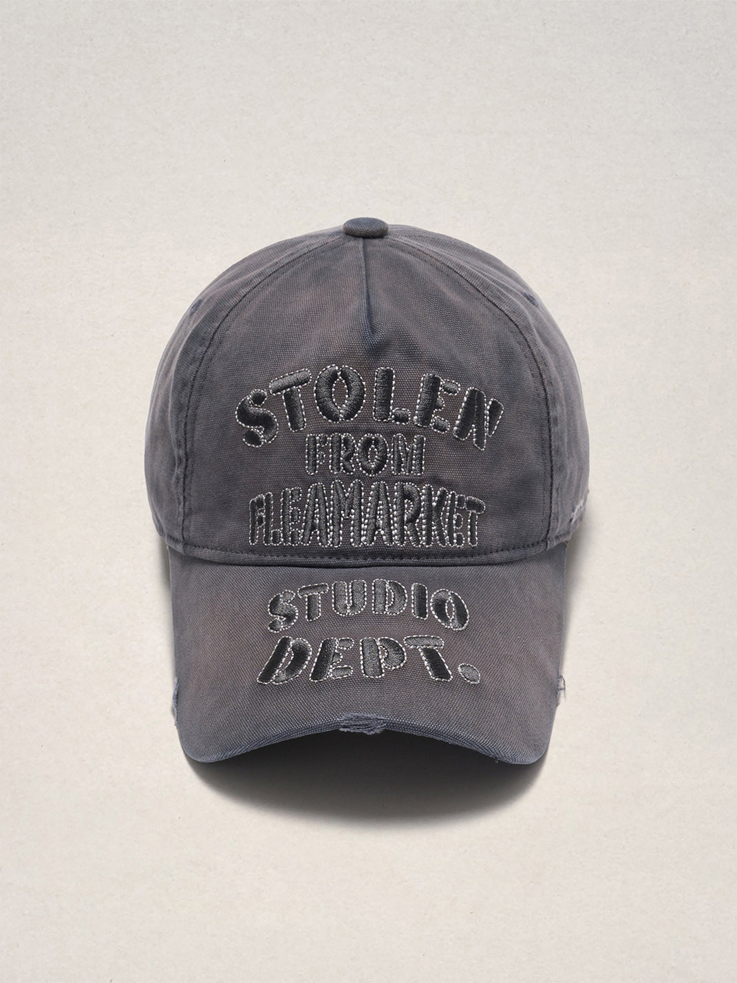 FLEAMARKET | "STOLEN" Stitchwork Curve Brim Cap-Grey - PSYLOS 1, FLEAMARKET | "STOLEN" Stitchwork Curve Brim Cap-Grey, Hats, FLEAMARKET, PSYLOS 1