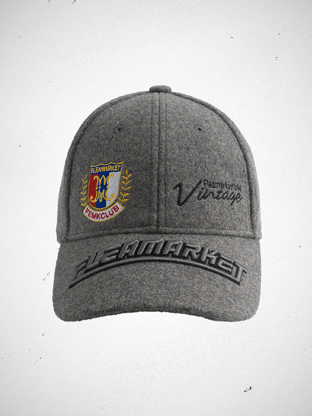 FLEAMARKET | Woolen Crest Curve Brim Cap-Grey - PSYLOS 1, FLEAMARKET | Woolen Crest Curve Brim Cap-Grey, Hats, FLEAMARKET, PSYLOS 1