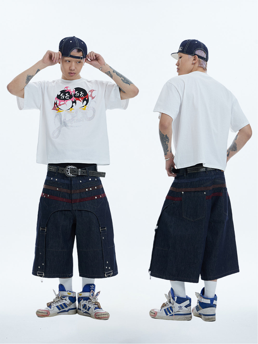 DND4DES | Star Rivet Suede Denim Shorts - PSYLOS 1, DND4DES | Star Rivet Suede Denim Shorts, Shorts, DND4DES•JAPAN, PSYLOS 1