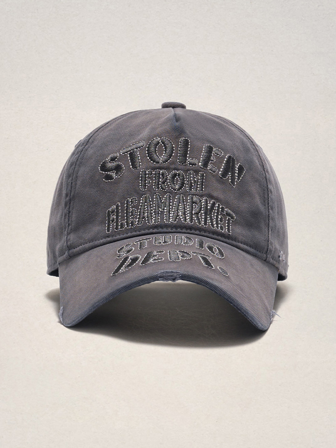 FLEAMARKET | "STOLEN" Stitchwork Curve Brim Cap-Grey - PSYLOS 1, FLEAMARKET | "STOLEN" Stitchwork Curve Brim Cap-Grey, Hats, FLEAMARKET, PSYLOS 1