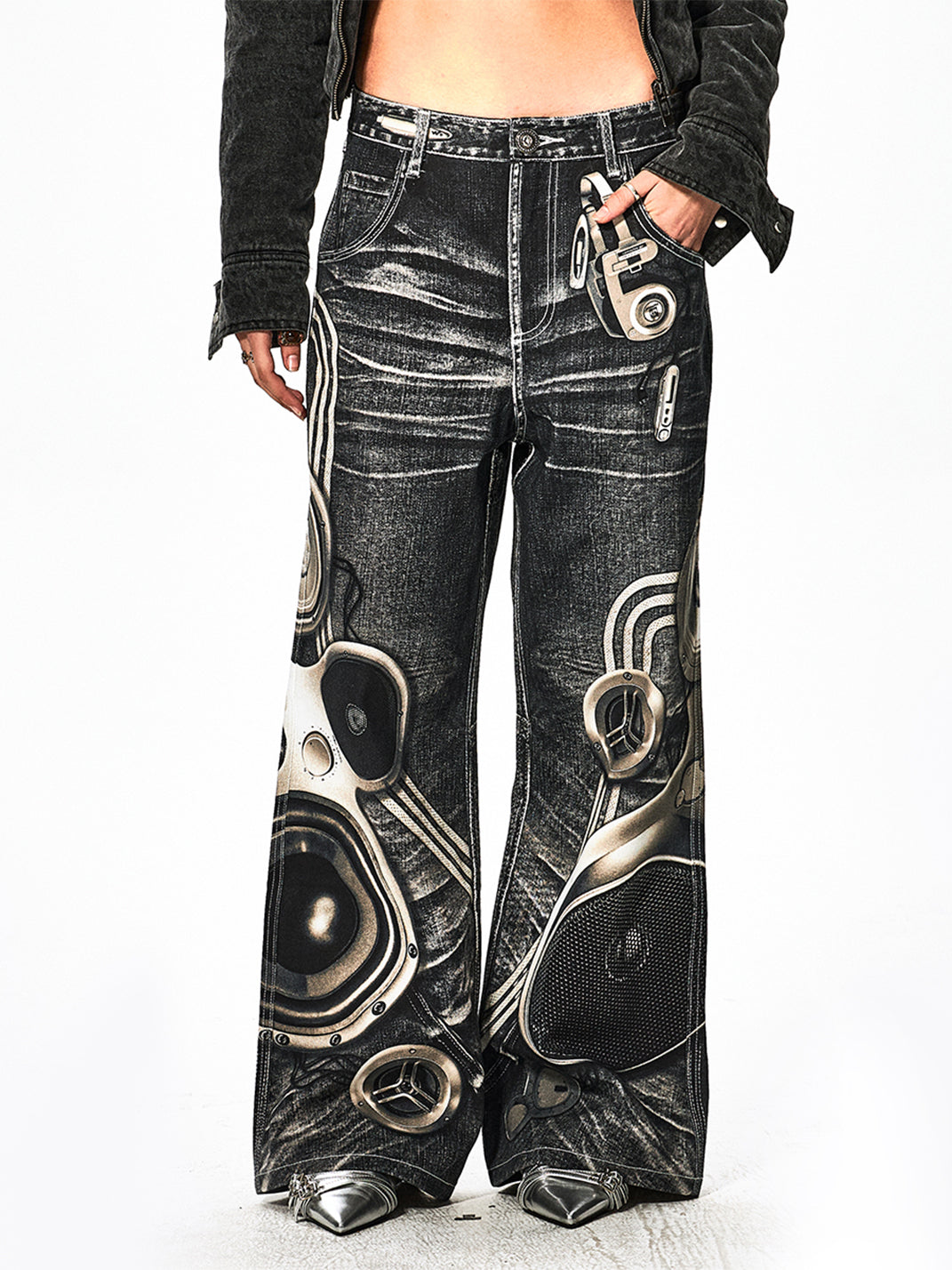 DND4DES | Printed Speaker Cut Flared Jeans - PSYLOS 1, DND4DES | Printed Speaker Cut Flared Jeans, Jeans, DND4DES•JAPAN, PSYLOS 1