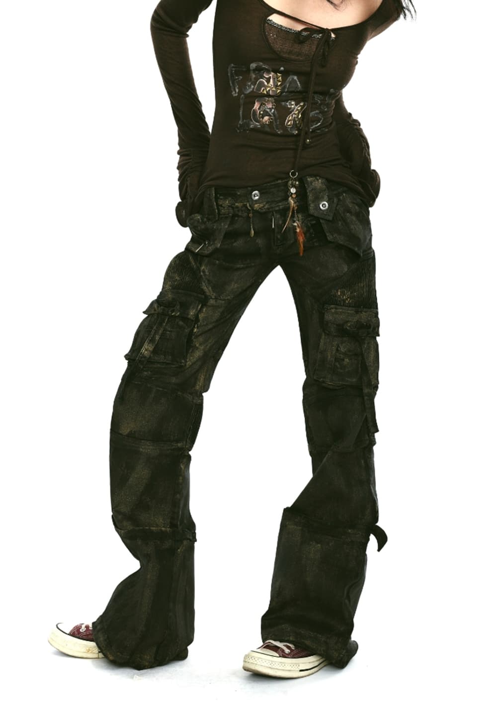 OPEN AESTHETIC丨Layered Gold Jeans - PSYLOS 1, OPEN AESTHETIC丨Layered Gold Jeans, Pants, OPEN AESTHETIC, PSYLOS 1