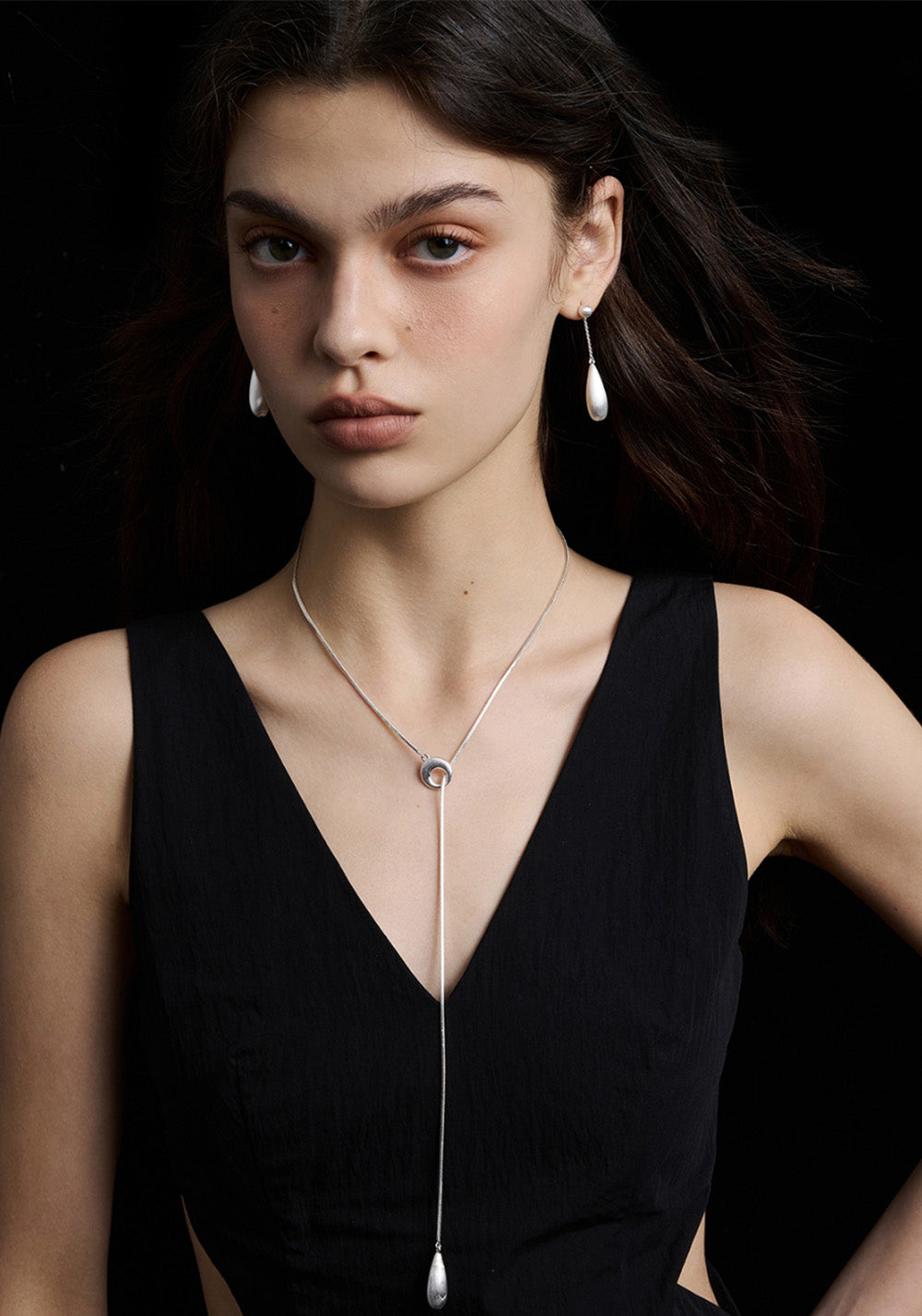 SUN HUNTER丨Brushed Teardrop Slider Necklace - PSYLOS 1, SUN HUNTER丨Brushed Teardrop Slider Necklace, Accessories, SUN HUNTER, PSYLOS 1