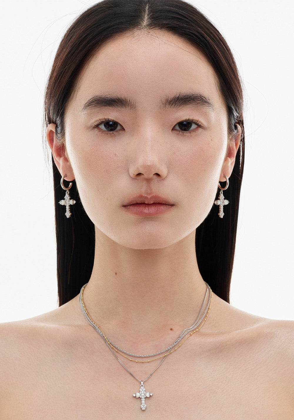 SUN HUNTER丨Triple-Layer Flower Cross Necklace - PSYLOS 1, SUN HUNTER丨Triple-Layer Flower Cross Necklace, Accessories, SUN HUNTER, PSYLOS 1