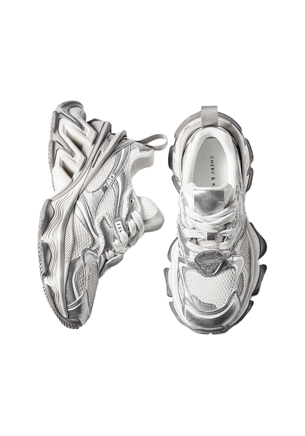 CHERYKALLY | Silver Metallic Dad Sneakers  - PSYLOS 1, CHERYKALLY | Silver Metallic Dad Sneakers , Chunky Sneakers, CHERYKALLY, PSYLOS 1