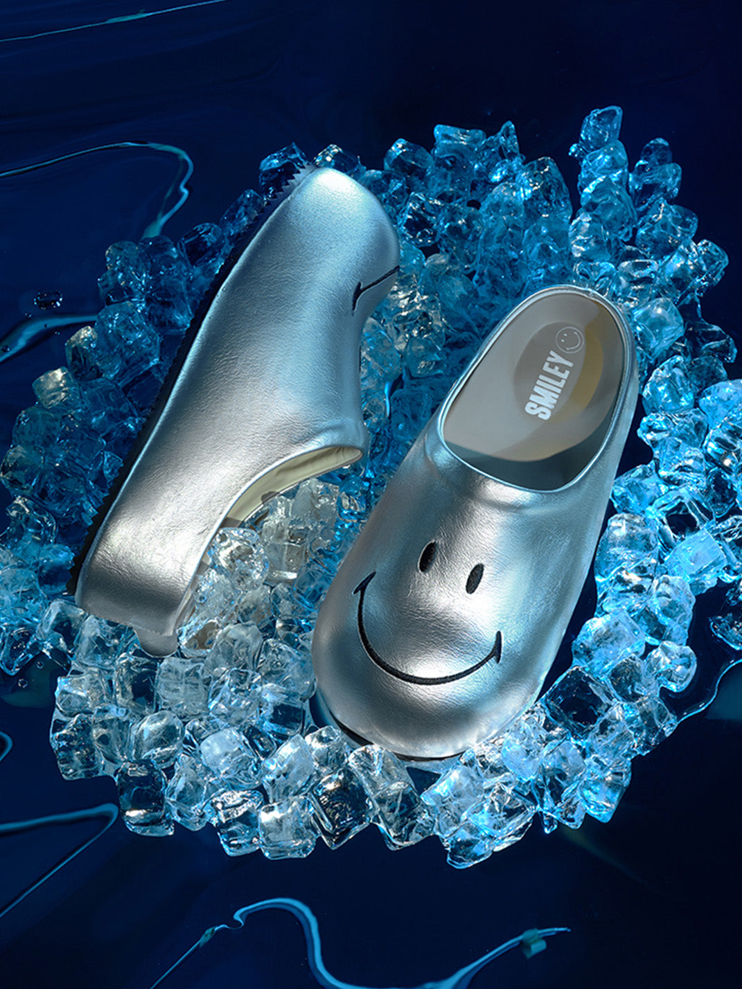 SMILEY | Chunky Slip-On Mule Sandals-Silver - PSYLOS 1, SMILEY | Chunky Slip-On Mule Sandals-Silver, Sandals, SMILEY•JAPAN, PSYLOS 1