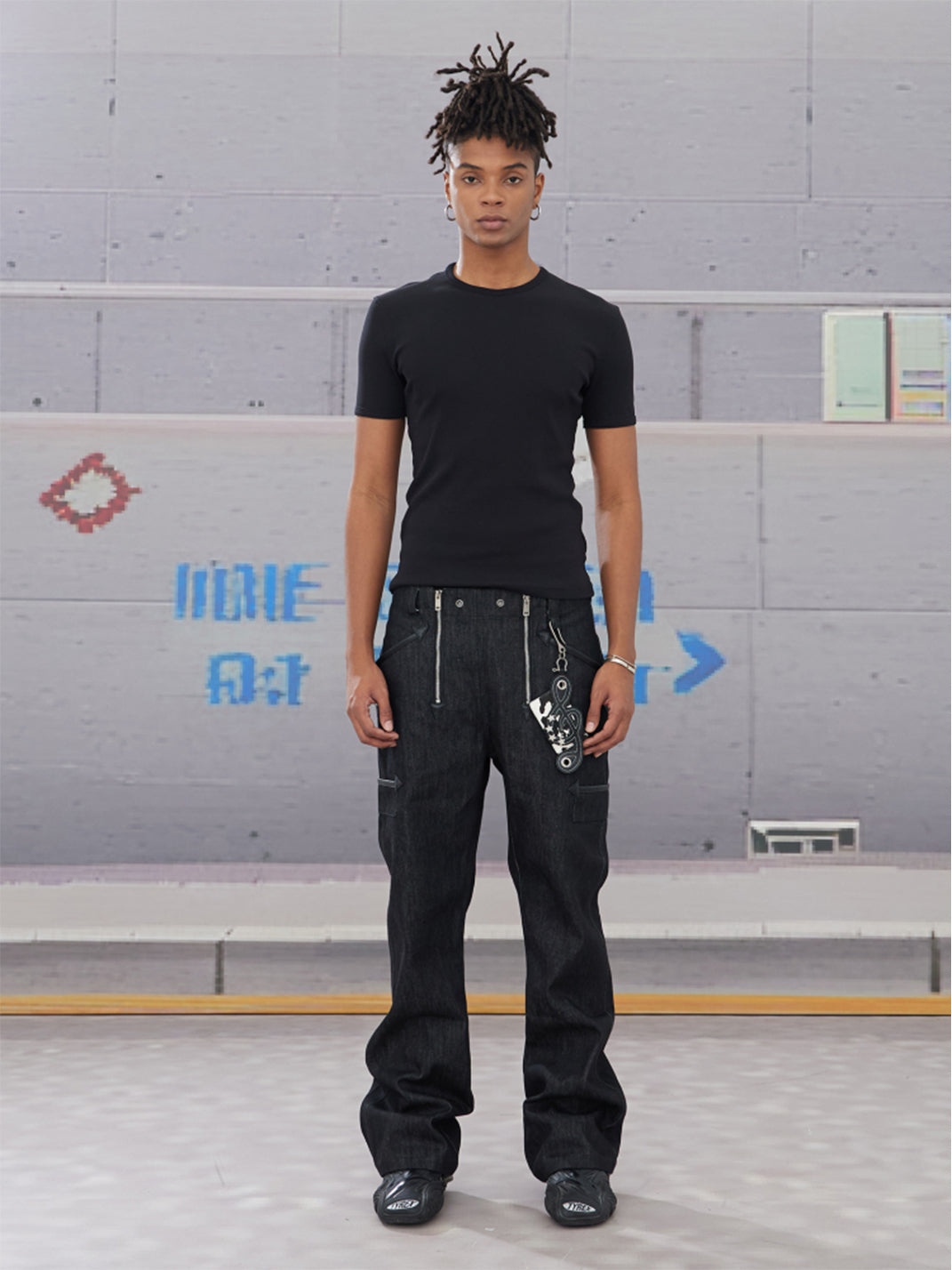 DND4DES | Double Zipper Leather Patch Flare Jeans - PSYLOS 1, DND4DES | Double Zipper Leather Patch Flare Jeans, Jeans, DND4DES•JAPAN, PSYLOS 1